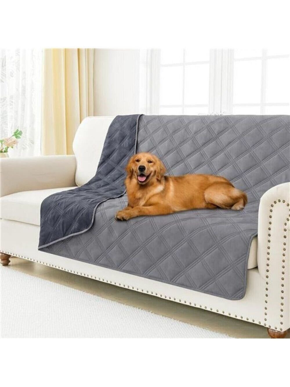 Waterproof Dog Bed Cover Blanket 52x82 Soft Reversible Pet Blanket Gray Comfy NW